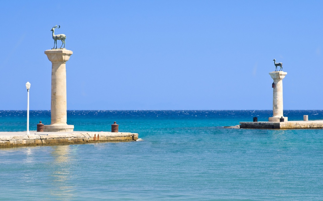 'Statues of deers in harbor of Rhodes city, Rhodes island, Greece' - Rhodos